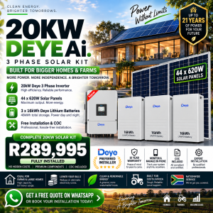 20kW Three-Phase Maximum-Yield Solar System – 48kWh