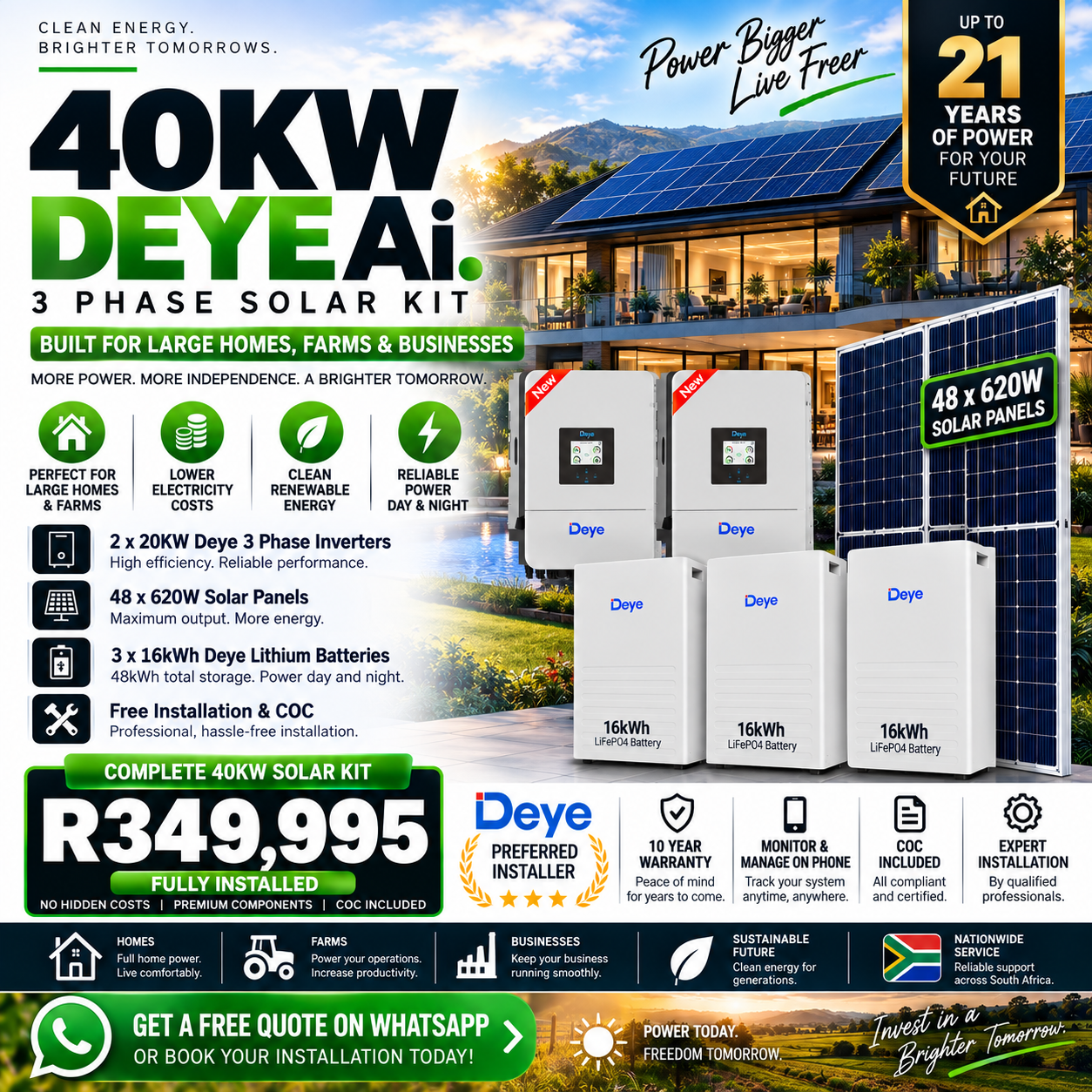 40kW Deye Ai Three-Phase Commercial Solar System