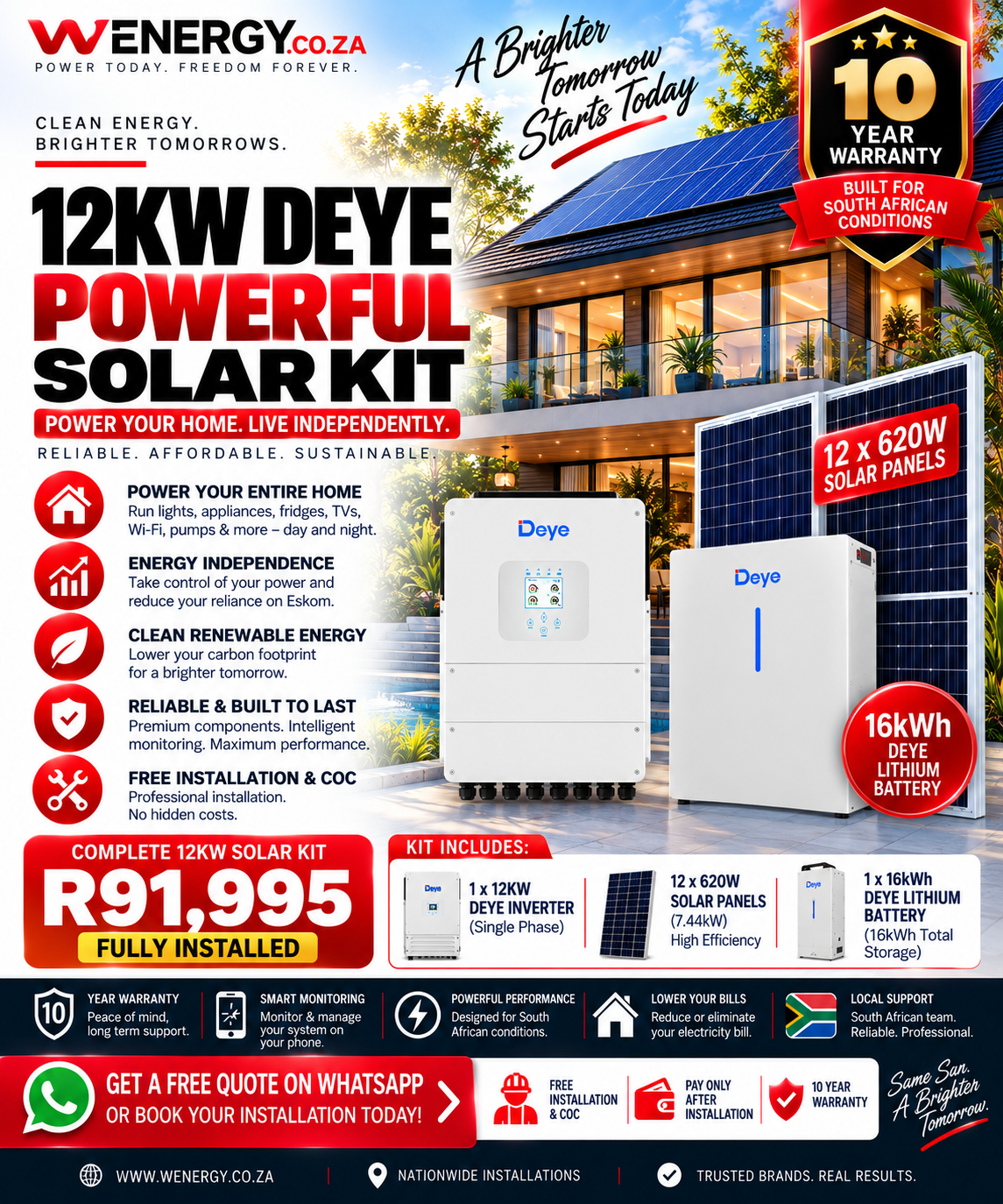 12kW Deye Single-Phase Solar System
